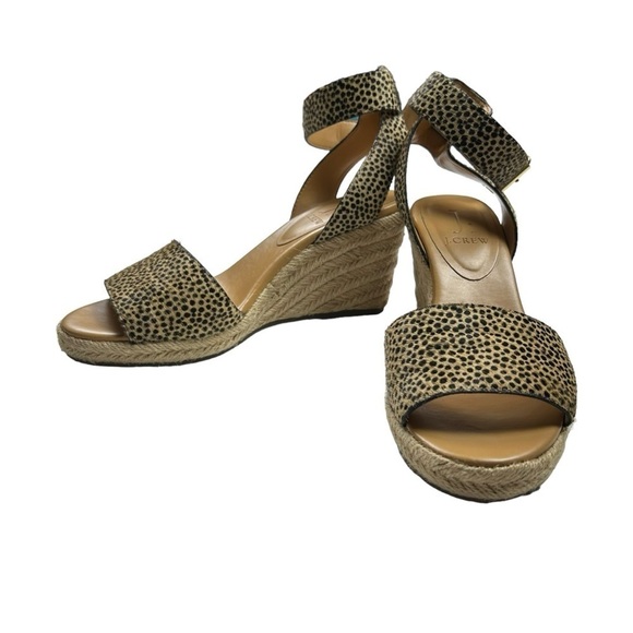 J Crew Animal Print Calf hair Espadrille Wedge Sandals - Picture 3 of 12